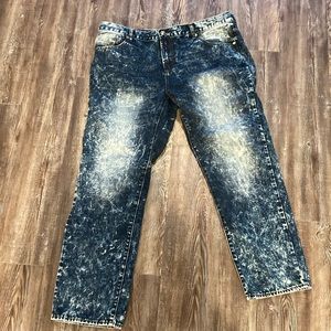 Pink dolphin stained denim